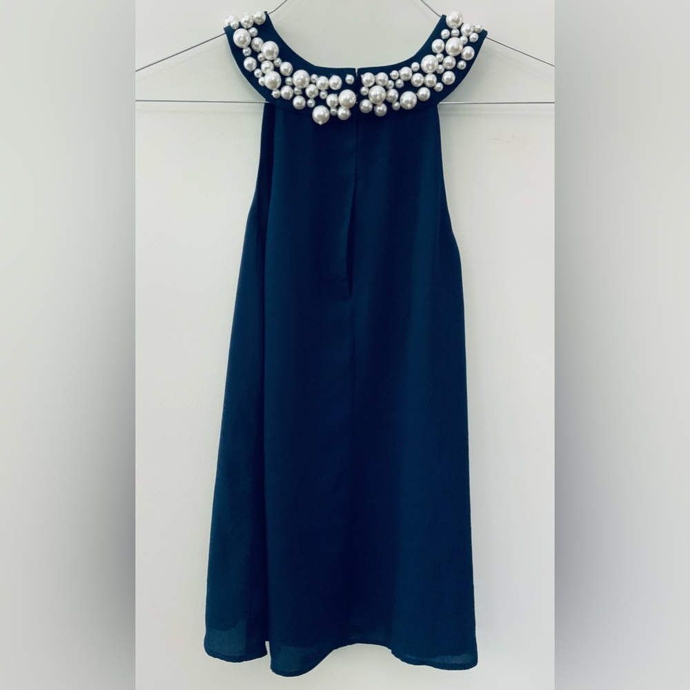 Lilly Pulitzer Shawn Top Pearl Beaded Collar Sleeveless Blouse Women's Size XS - Picture 6 of 9